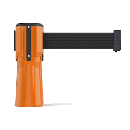 Montour Line Retractable Belt Barrier Cone Mount Orange Case 11ft. Black Belt CP100-OR-BK-110